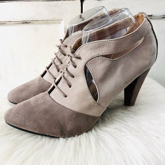 Cushion Walk by Avon Gray Two Tone Lace up Retro Vintage Pinup Style Heels - 10 - Picture 1 of 8